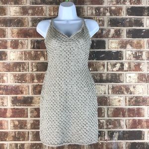 Carmen Marc Valvo SAMPLE Beaded Crochet Zip Dress